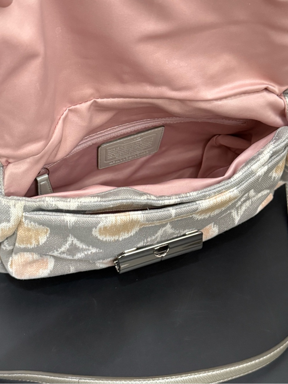 COACH 17083 Kristin Op Art Ikat Canvas Metallic Leather Shoulder Crossbody Bag - Picture 9 of 15